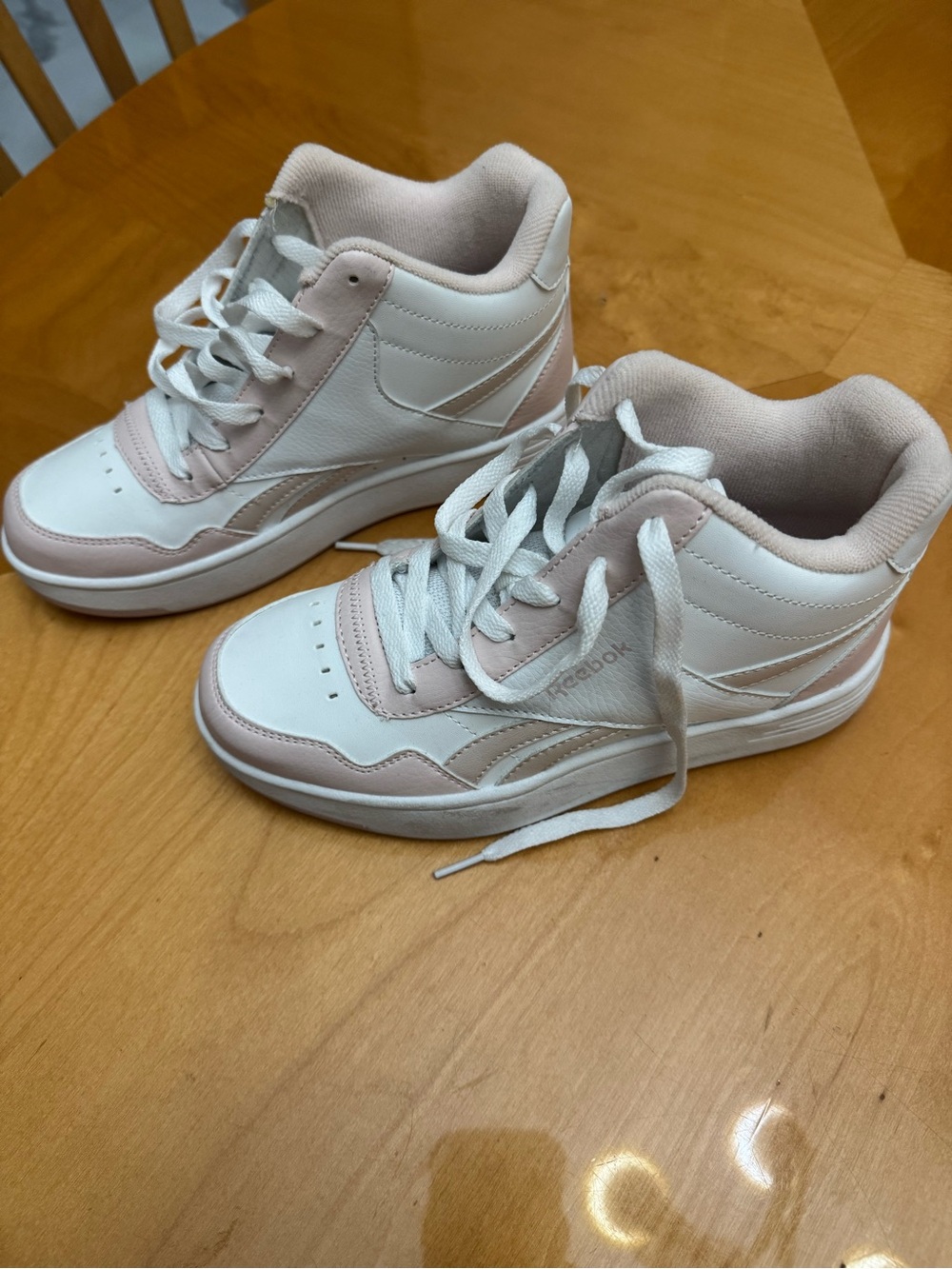 Reebok White and Pink Women's High-Top Sneakers